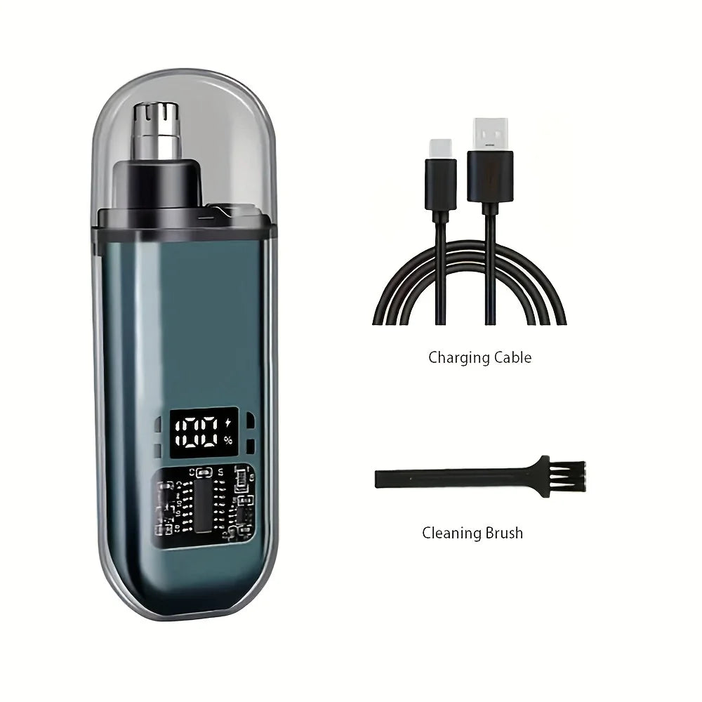 Men's Nose Hair Trimmer USB Rechargeable Electric Nose Ear Hair Clipper LED Display Portable Grooming Tool