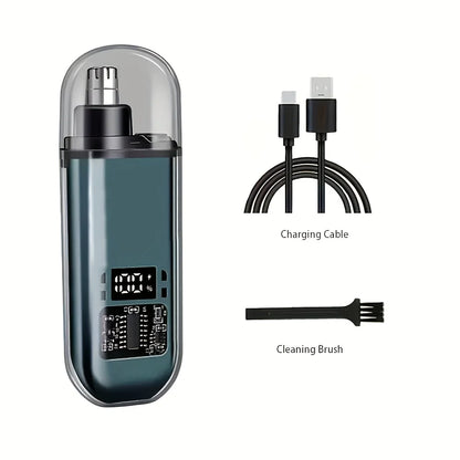 Men's Nose Hair Trimmer USB Rechargeable Electric Nose Ear Hair Clipper LED Display Portable Grooming Tool