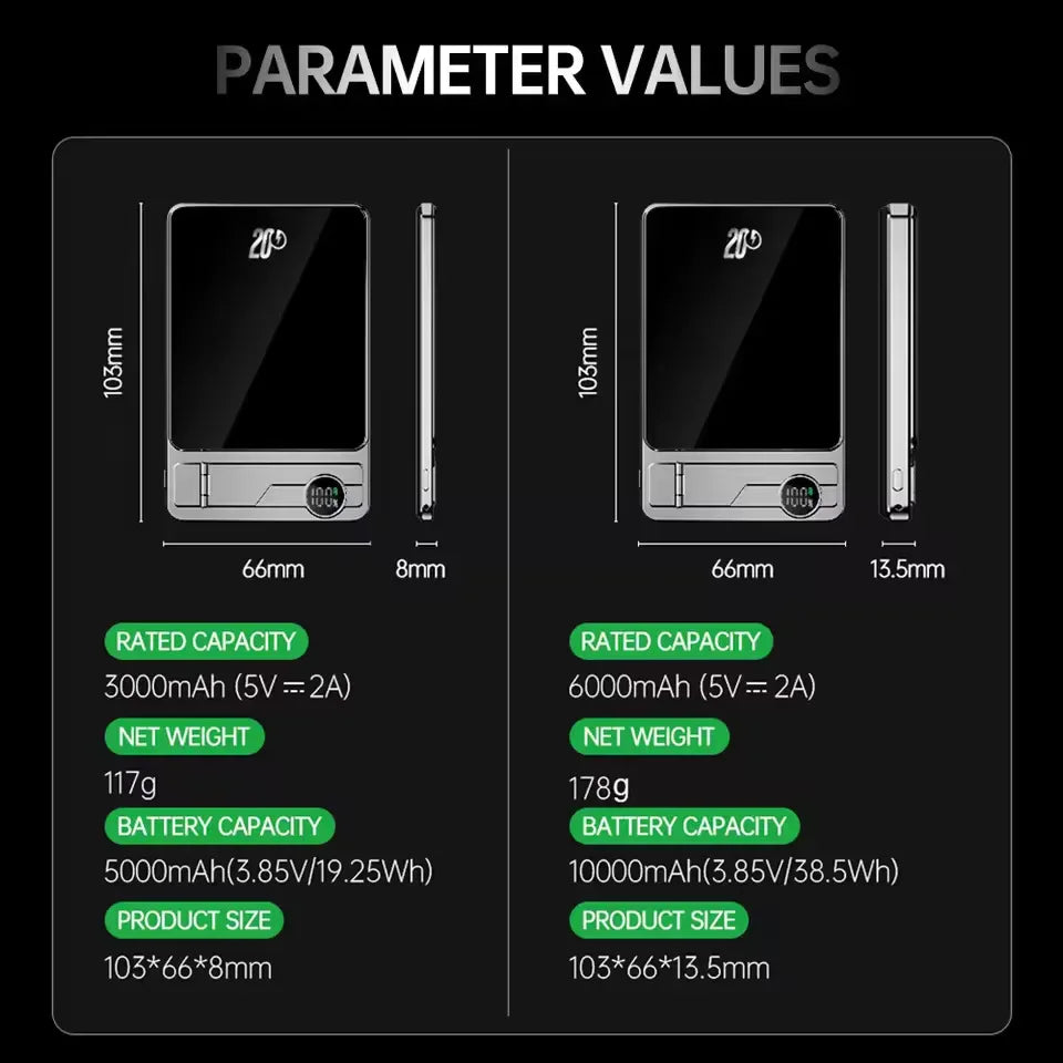 Ultra-thin Magnetic Power Bank Wireless Fast Charging Portable Battery for Apple Watch iPhone Samsung for Magsafe Powerbank
