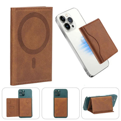 Magsafe PU Leather Card Holder for Men & Women - Stylish Magnetic Card Wallet for Phone 16/15/14/13/12 Pro Max Mini
