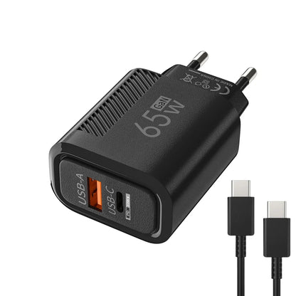 65W GaN USB PD Fast Charger Plug Type C Quick Charge 3.0 Phone Wall Adapter Portable Travel Charger For iPhone 16 Xiaomi Samsung