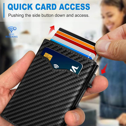 Pop Up Wallet For Men, RFID Blocking Credit Card Holder With Clear ID Window Cash Pocket Slim Business Purse Gift