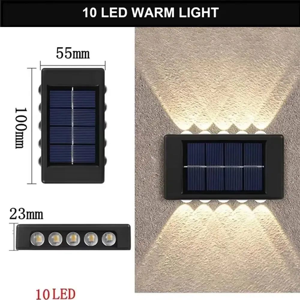 Solar Wall Lamp Outdoor Warm Light Waterproof Up And Down Luminous Lighting Balcony Yard Garden Decoration Lights Exterior Wall - Urbizia