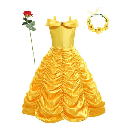 Disney Belle Princess Dress – Beauty and the Beast Halloween Cosplay & Party Gown for Girls 2–10 Yrs