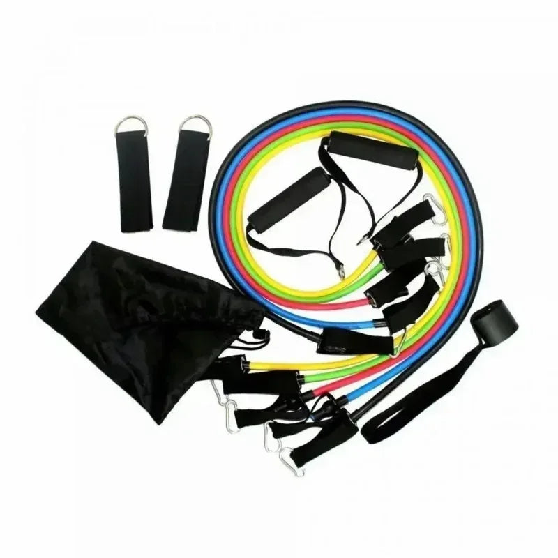 11pcs TPE Resistance Band Set Fitness Band Pull Rope Elastic Training Band With Door Anchor Handles Carry Bag Legs Ankle Straps - Urbizia