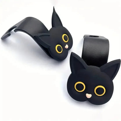 2pcs Adorable 3D Cartoon Cat Car Seat Headrest Hooks - Universal Vehicle Storage Organizer for Handbags, Purses, Coats - Cute Ca - Urbizia