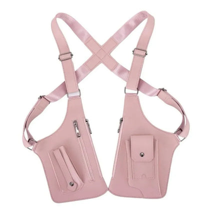 Vintage Double Shoulder Armpit Bag Adjustable Strap Steampunk Underarm Strap Wallet Pocket Gothic Waterproof
