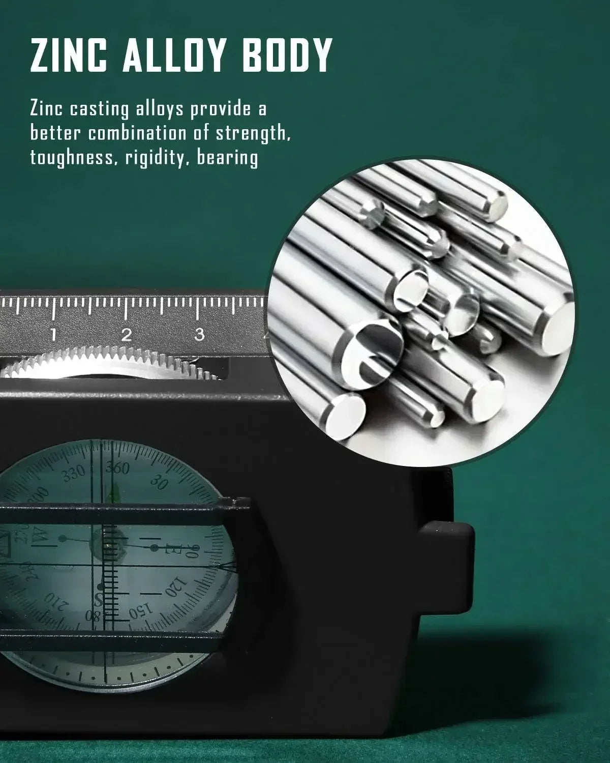 Tactical Survival Compass High Precision Professional Metal Sight Compass Luminous for Outdoor Hiking Climbing Exploring Geology - Urbizia