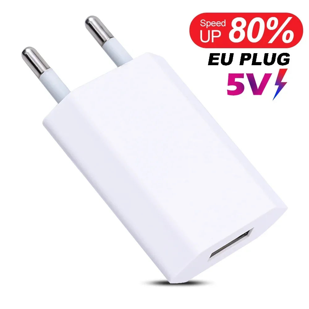 5V/1A USB Home Travel Charger 1-5Pcs EU Plug Power Wall Adapter Mobile Phone Charger Power Adapter For iPhone Samsung Xiaomi 15