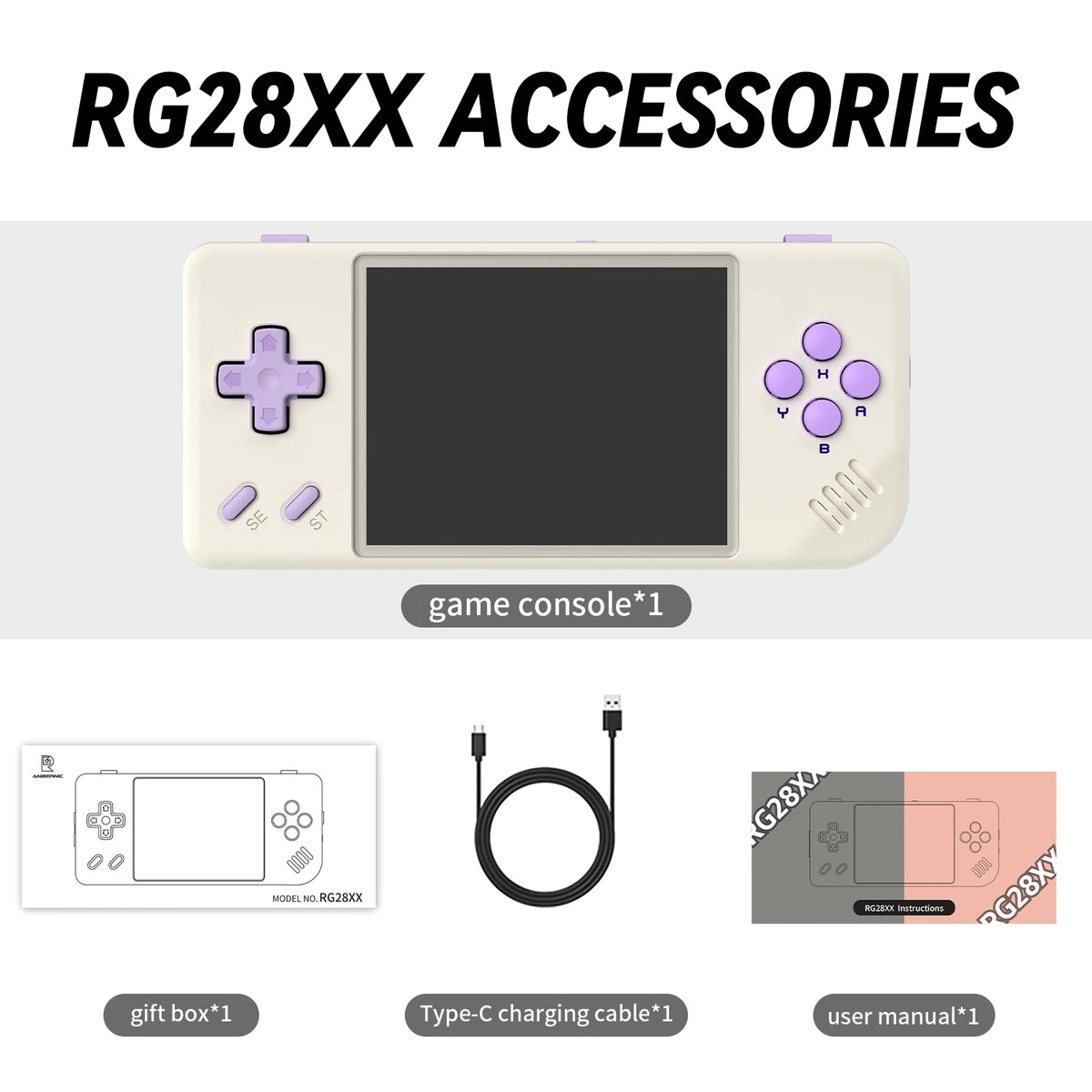 Anbernic RG28XX Mini Handheld Game Console 2.83" 640*480 IPS Screen Linux 64-bit 3100mAh Retro Games Player Supports Music/Video Player E-book HDMI Output TV