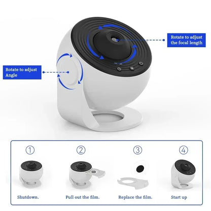 LED Night Light Galaxy Projector Starry Sky Projector 360° Rotate Planetarium Night Lamp For Room Decorative Children Kids Gift - Urbizia