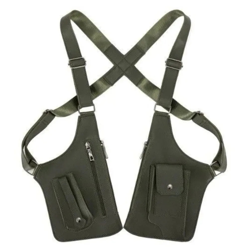 Vintage Double Shoulder Armpit Bag Adjustable Strap Steampunk Underarm Strap Wallet Pocket Gothic Waterproof