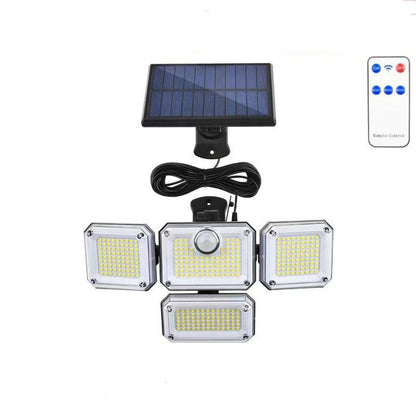 1 PACK Outdoor Motion Sensor Lamp, 4-Head Solar Power Light, 122 LED Solar Light, Flood Lights ,3000 Lumens,270° Lighting  Range