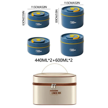 304 Stainless Steel Insulated Double-Layer Lunch Box with Bag