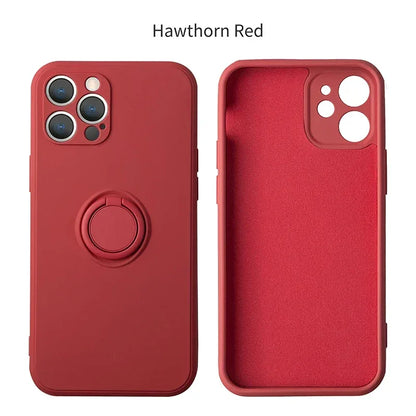 Liquid Silicone Magnetic Bracket Ring Phone Cases For IPhone 15 14 13 12 11 Pro Max Mini X XS XR 8 7 Plus Shockproof Back Cover