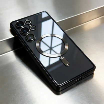 Luxury for Magsafe Magnetic wireless charge Case for Samsung Galaxy S26 S25 S24 S23 S22 Ultra S21 FE Plating Clear Soft Cover