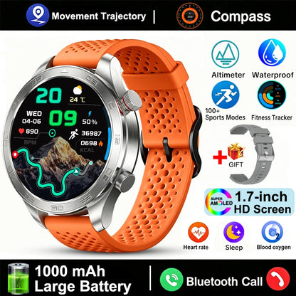 New GPS Track Smart Watch Men AMOLED Screen Outdoor Sports Fitness Heart Rate Compass IP68 Waterproof Bluetooth Call Smart Watch