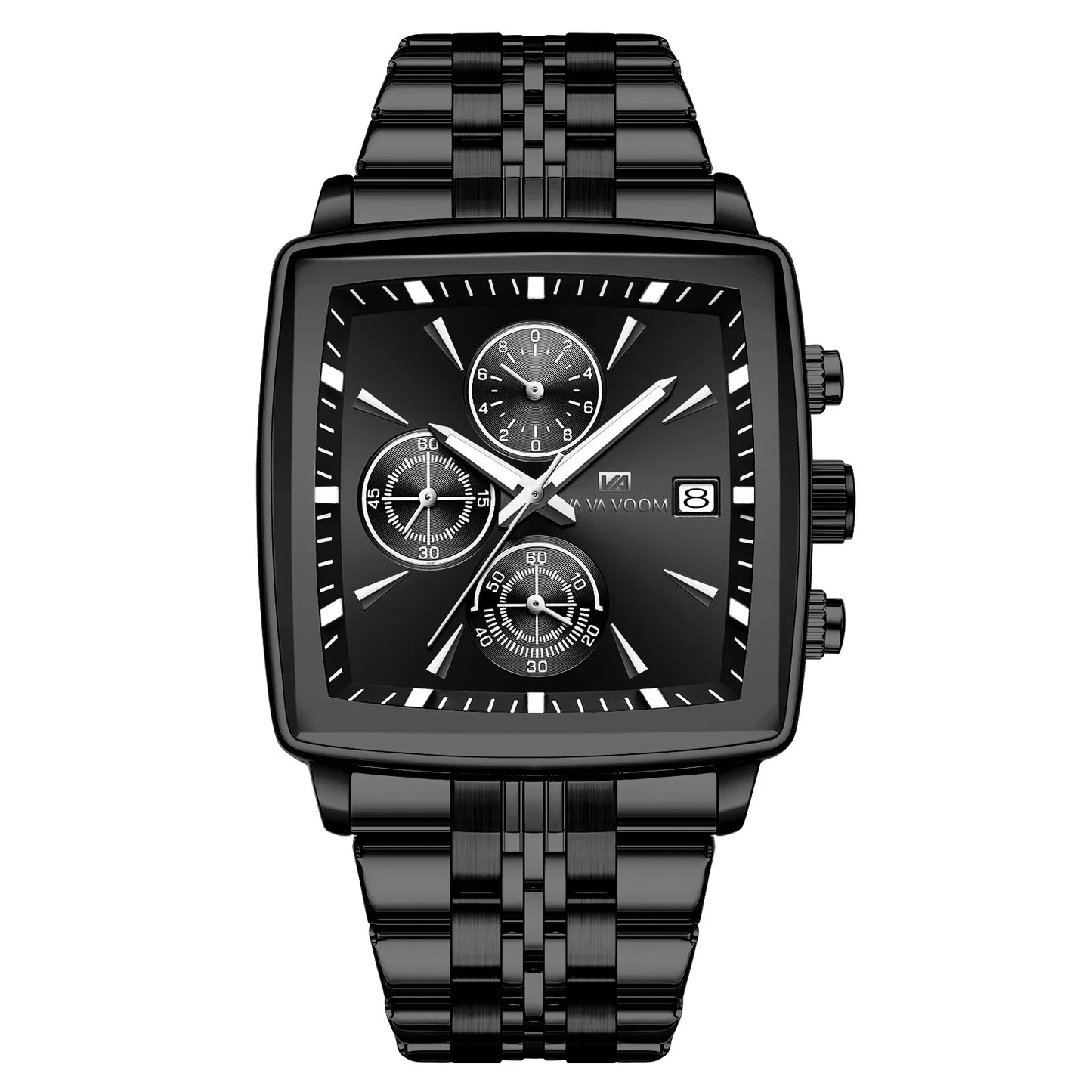 Multifunctional Timing Business Men Watch Waterproof Luminous Calendar Three Eye Six Pin Steel Male Fashion Quartz Clock Watch