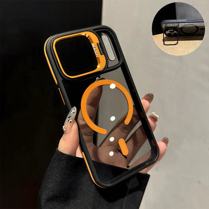 Anti-Slip Magnetic Bracket Phone Case | Compatible with iPhone 18,17,16,15,14,13,12,11/Pro/Pro Max/Air/Plus and Galaxy S22,S23,S24,S25,S26 Ultra/FE/Plus Series | All-in-One Design with Wireless Charging + Shockproof + Built-i