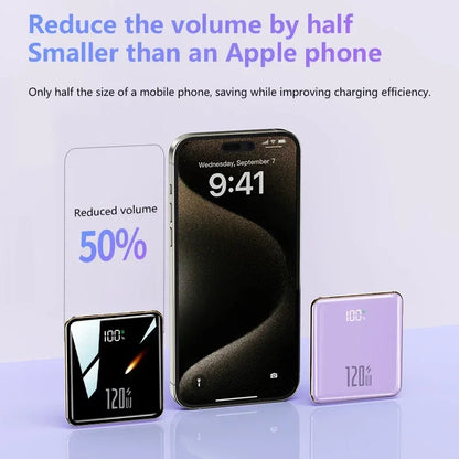 New 500000mAh Mini Power Bank Built-in 4 Cables Large Capacity Super Fast Charging External Battery for IPhone Samsung