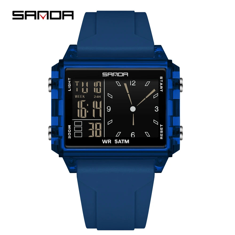 SANDA 6273 Fashion Electronic Watches for Man Luminous Calendar Waterproof Clock Outdoor Sports Casual Ladies Digital Wristwatch