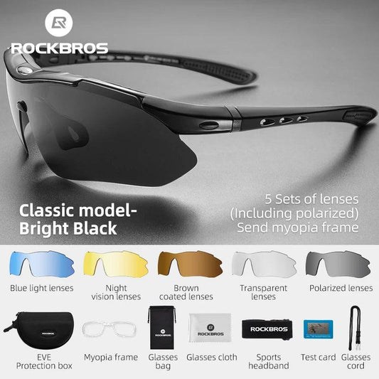 ROCKBROS Polarized Cycling Sunglasses 5 Lens MTB Set