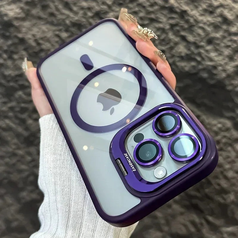 Luxury Magnetic Shockproof MagSafe iPhone Case with Stand
