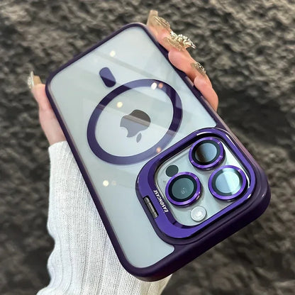 Luxury Magnetic Shockproof MagSafe iPhone Case with Stand