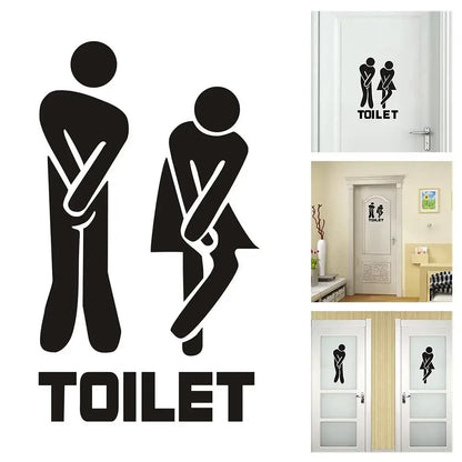 Creative Funny Toilet Wall/Door Stickers Bathroom Decoration Waterproof Decals Vinyl Wallpaper Poster Home Decor The Wall O E0O8 - Urbizia