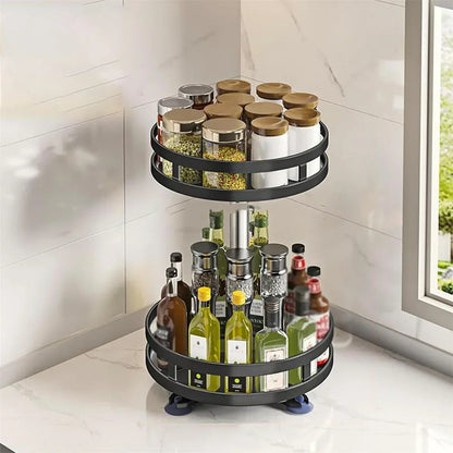 360° Rotating Kitchen Spice Storage Rack Organizer