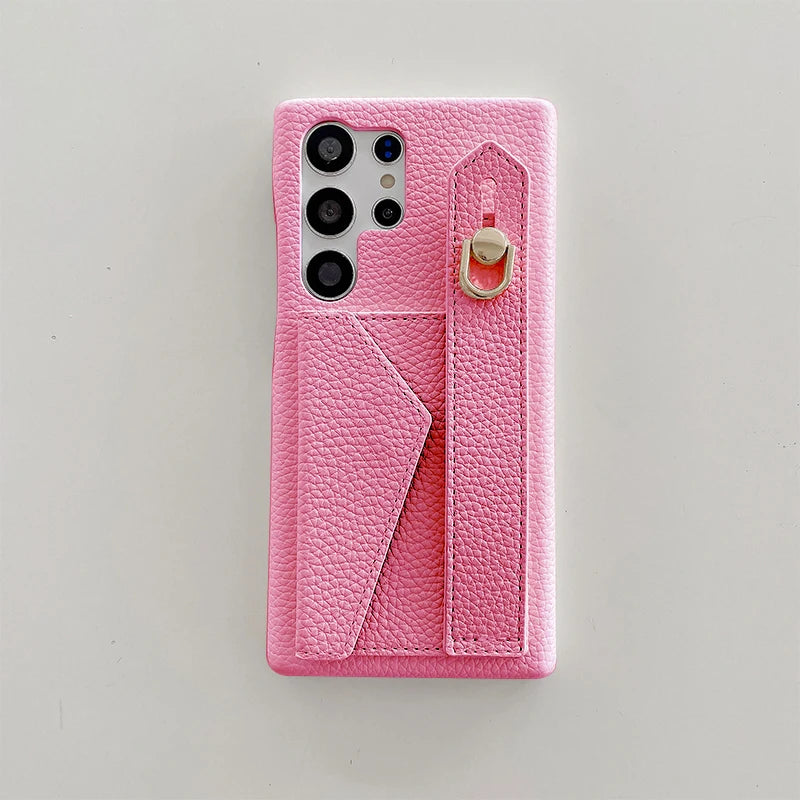 Luxury PU Leather Wrist Strap Wallet Case For Samsung Galaxy S25 S24 S23 S21 S20 FE S22 Plus Note 20 Ultra A52 A53 A54