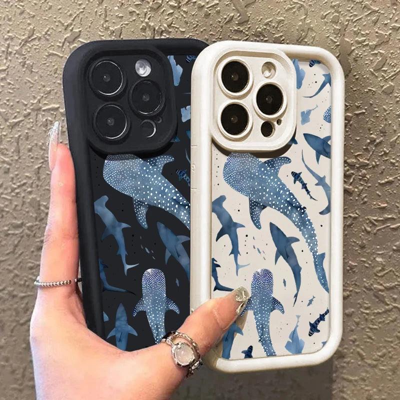 Whale Printed Soft TPU Case for iPhone Series