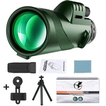 Portabl Powerful 80X100 HD Monocular 50000M Telescope Long Range Zoom With Tripod Phone Clip For Outdoor Hunting Camping Tourism - Urbizia