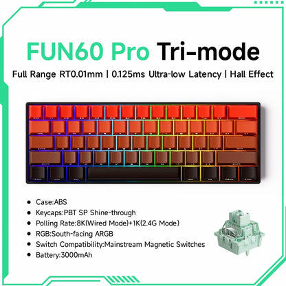 Akko MonsGeek FUN68 FUN60 PRO&MAX  HE Magnetic Keyboard 60% 65% Gaming Keyboards Rapid Trigger 8K Custom Keyboard Gamer Esports