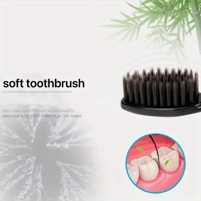 10pcs Double Ultra Soft Toothbrush, Bamboo Charcoal NanoToothbrushes, Dental Personal Teeth Brush Support Adult Toothbrush - Urbizia