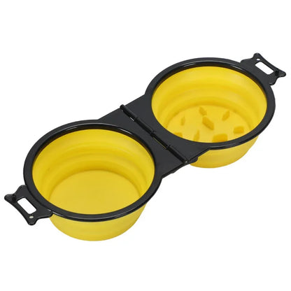 1-piece 2-in-1 Foldable Dual Bowl Feeding Bowl Portable Outdoor Travel Dog Cat Drinking Bowl Pet Supplies Outdoor Feeding Water - Urbizia