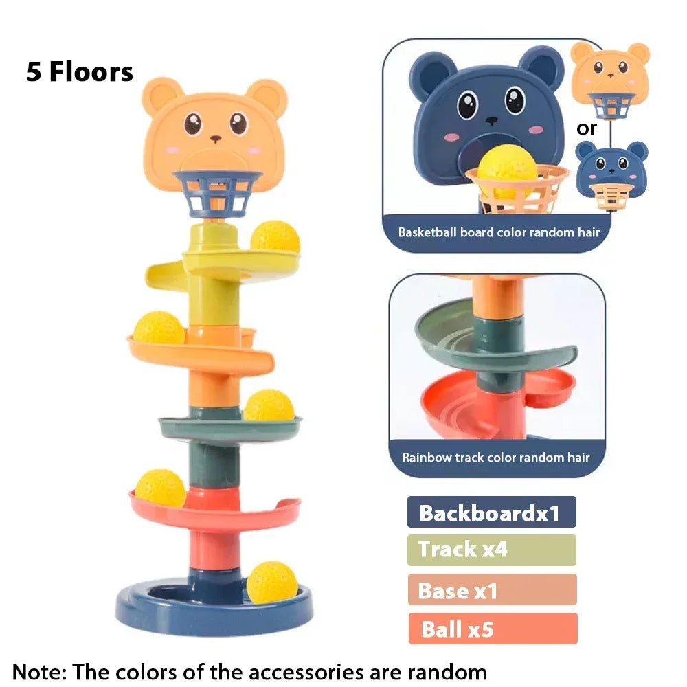 Montessori Sensory Toy – Track Rolling & Push Pop Ball Game - Urbizia