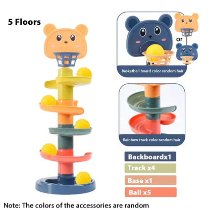 Montessori Sensory Toy – Track Rolling & Push Pop Ball Game - Urbizia