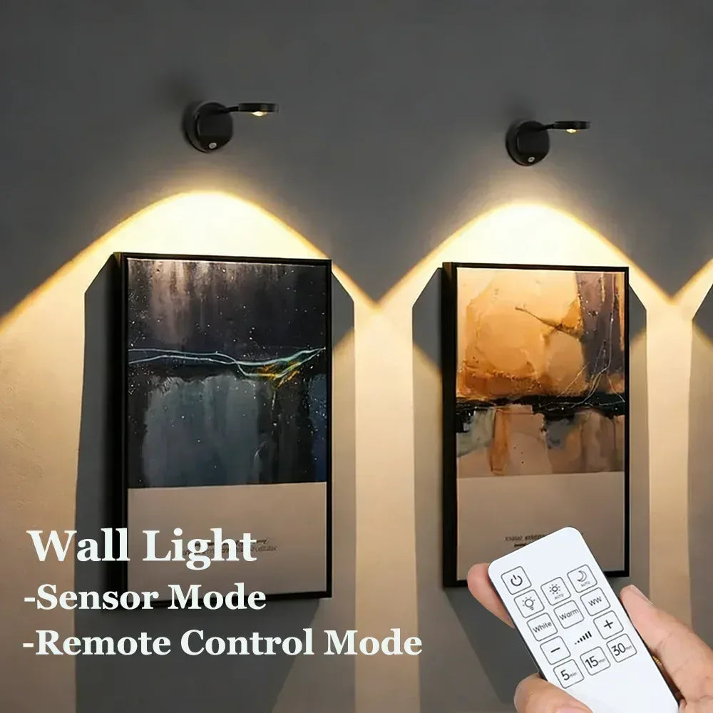 USB Rechargeable Intelligent Human Sensing Wireless Wall Light Dimmable Led Spotlight for Lighting Paintings Pictures 3 Colors - Urbizia