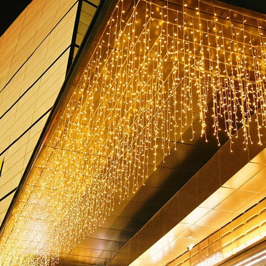 5M LED Curtain Icicle String Lights — Christmas Garland Fairy Light