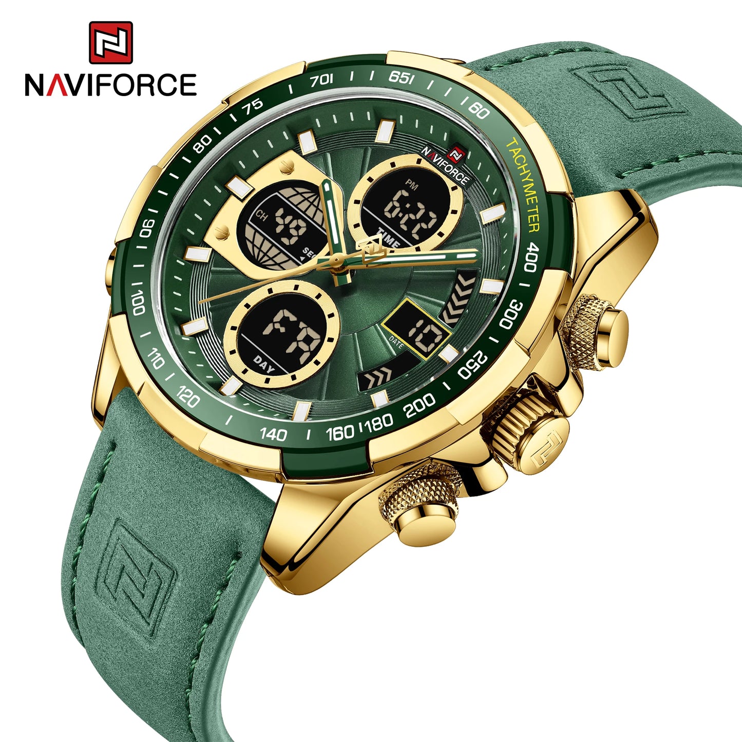 2022 NAVIFORCE Sport Watches for Men Strong Luminous Dual Display Waterproof Quartz Genuine Leather Wristwatch Relogio Masculino