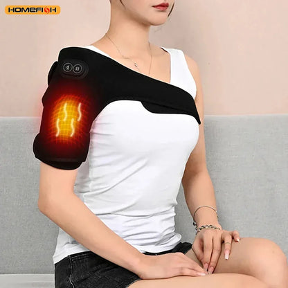 Smart Heated Massage Brace for Shoulder - Support with Graphene Heating & Pulse Vibration for Joint & Muscle Massage - Urbizia