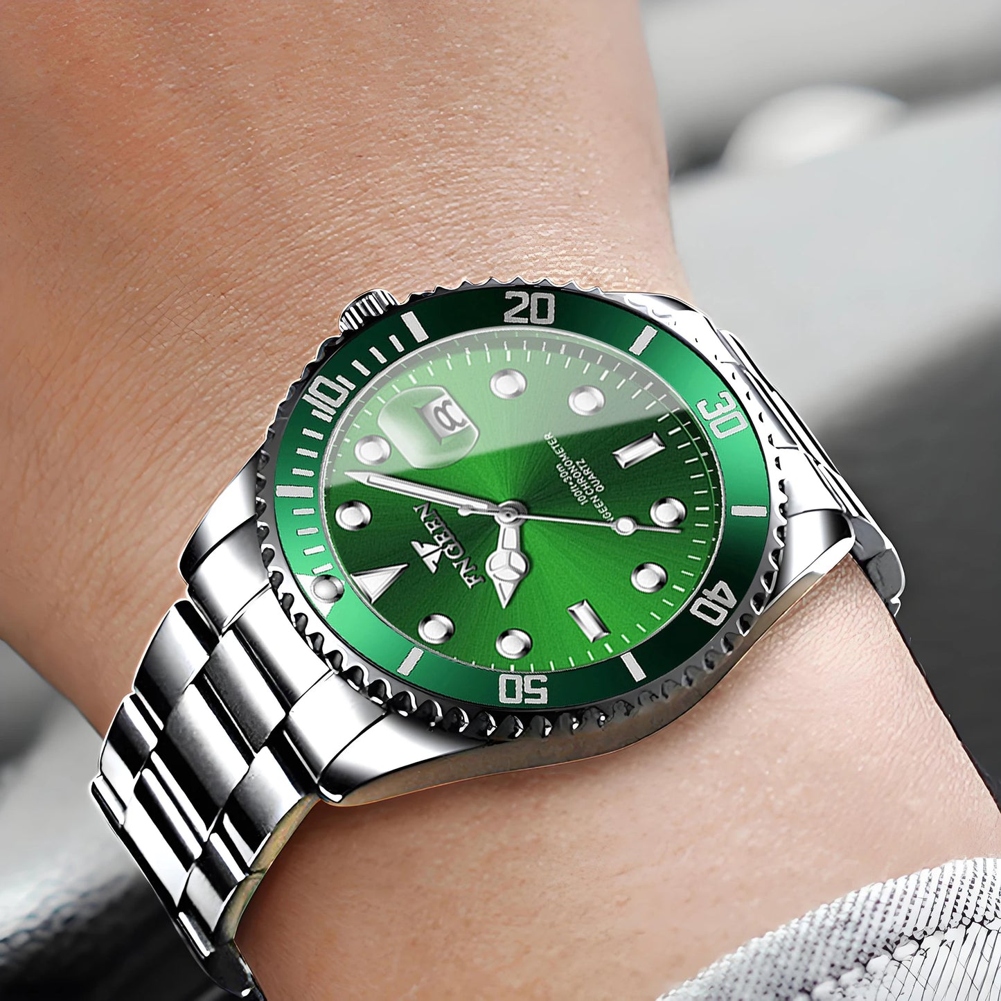 BINBOND Durable Stainless Steel Strap Precise Quartz Wristwatches for Men Luxury Luminous Waterproof Auto Date Men's Watch Reloj