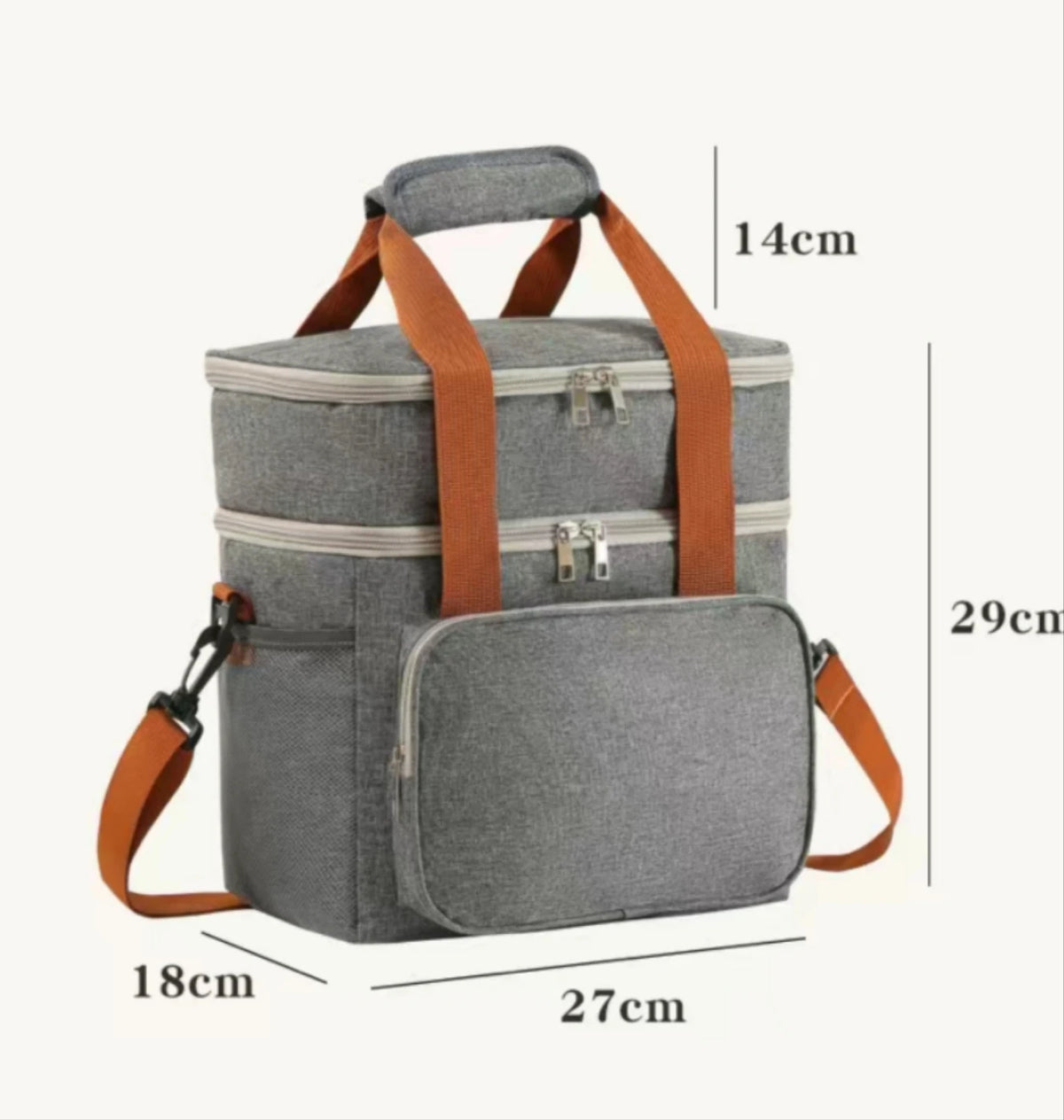 Insulated Lunch Bag|Leak-proof Polyester Cooler Tote with PVC Lining|Adjustable Shoulder Strap and Side Mesh Pockets.