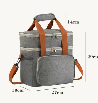 Insulated Lunch Bag|Leak-proof Polyester Cooler Tote with PVC Lining|Adjustable Shoulder Strap and Side Mesh Pockets.