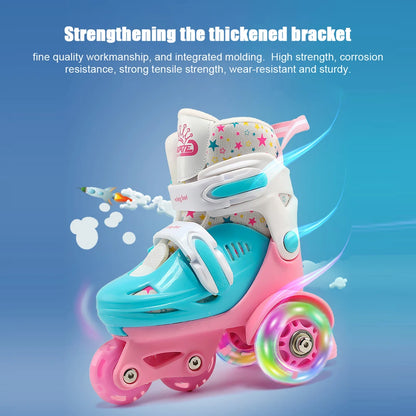 Flash Skating Shoes Kids Beginner Roller Skating Shoes Set Children Skates with Kneepad Elbow Pads Helmet Barrier Backpack Rolle