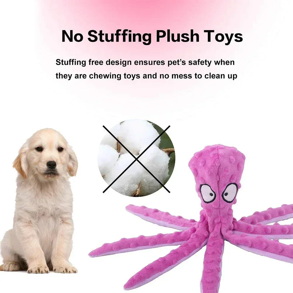 Dog Squeaky Toys Octopus - No Stuffing Crinkle Plush Dog Toys for Puppy Teething, Durable Interactive Dog Chew Toys for Small, M - Urbizia