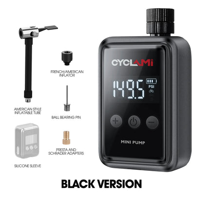 150PSI Portable Pocket Bike Electric Air Pump Schrader Presta Valve MTB MINI Rechargeable Compressor Tire Inflator CYCLAMI HW125