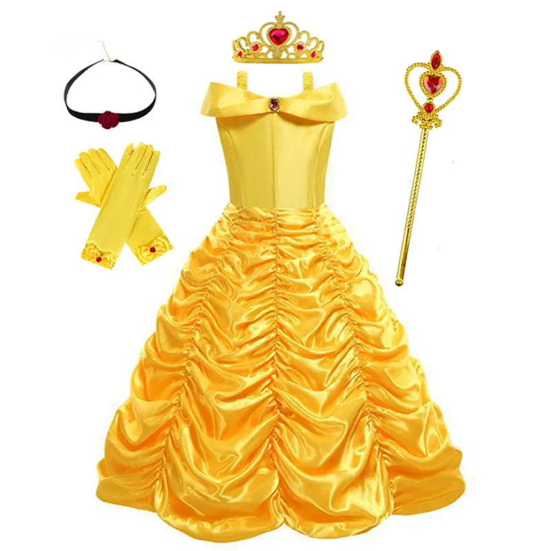 Disney Belle Princess Dress – Beauty and the Beast Halloween Cosplay & Party Gown for Girls 2–10 Yrs