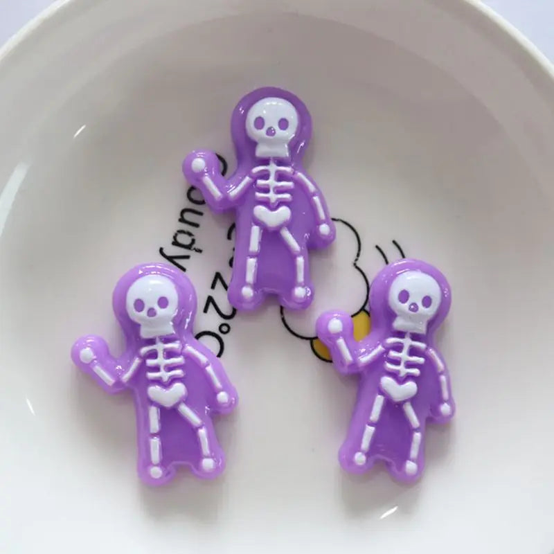 10Pcs Resin Halloween Ghosts, Skeletons & Pumpkins – Flat Back Embellishments